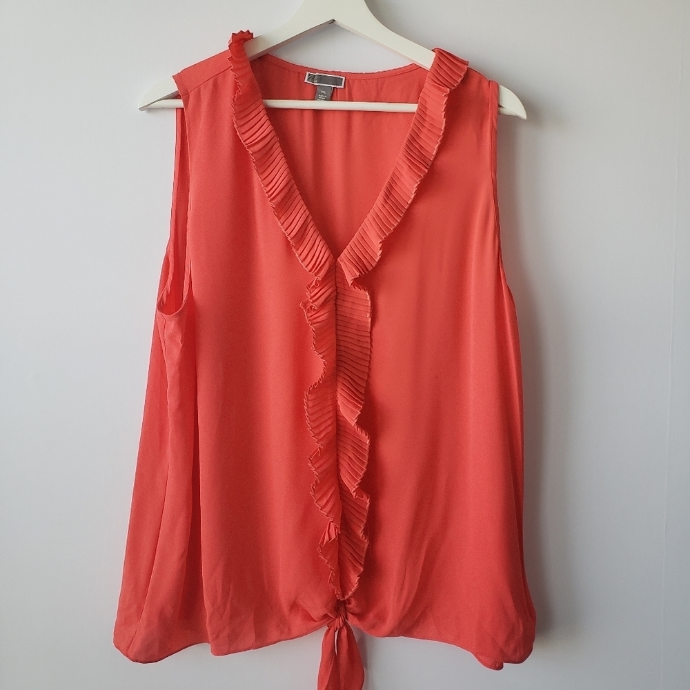 Chelsea28 red cayenne ruffle tie front top sz XXL
